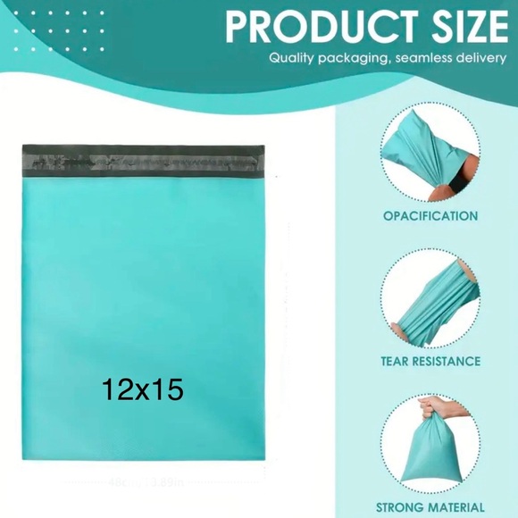 25 CT Teal 12x18 Poly Mailers - Picture 2 of 3